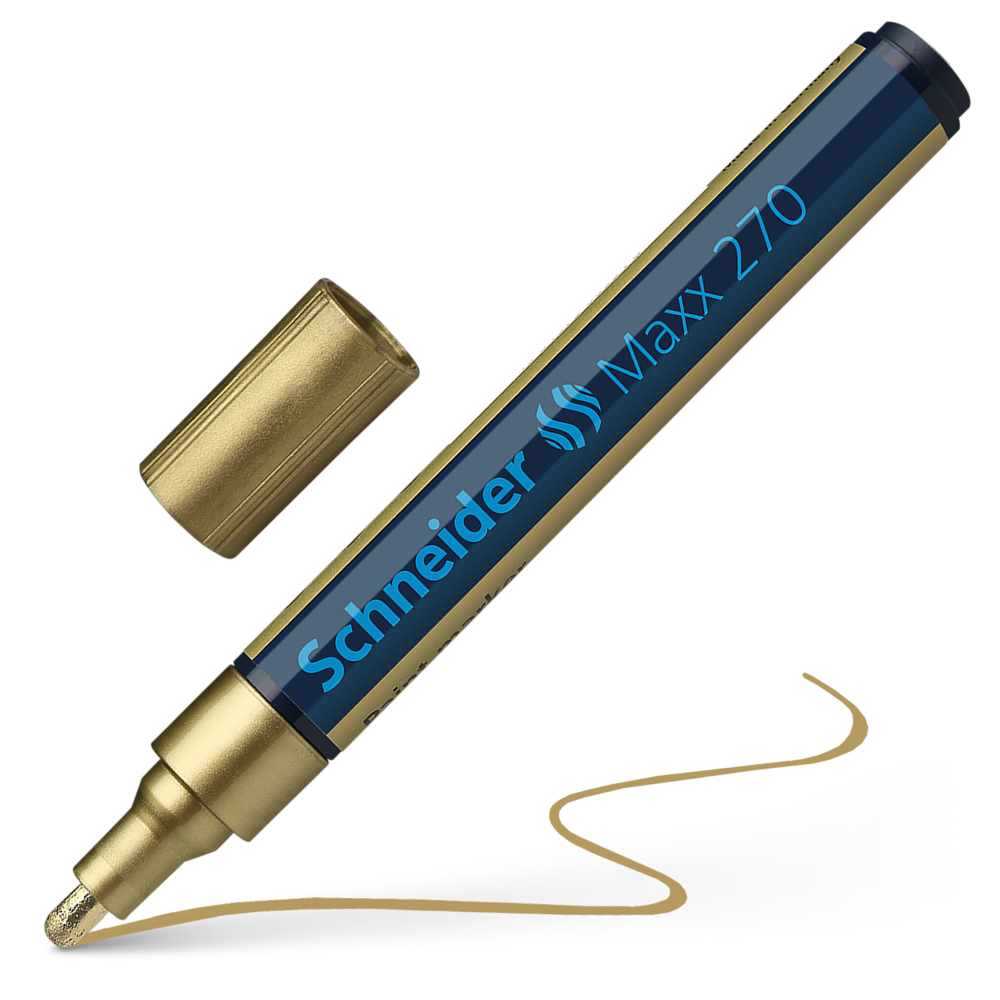 Marker permanent Schneider, varf rotund, 3 mm, cu vopsea aurie