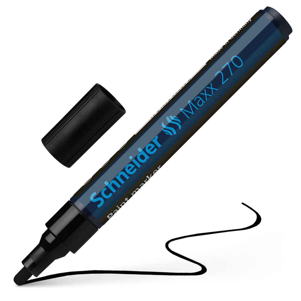 Marker permanent Schneider, varf rotund, 3 mm, cu vopsea neagra