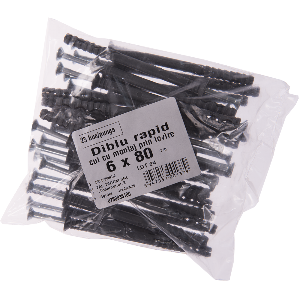 Diblu rapid Y cu surub, 6 x 80 mm, 25 buc/punga