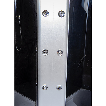 Cabina dus hidromasaj Regata Caraibe, material cadru aluminiu, cadita inalta semirotunda, 90 x 90 x 215 cm Cabina dus hidromasaj Regata Caraibe, material cadru aluminiu, cadita inalta semirotunda, 90 x 90 x 215 cm