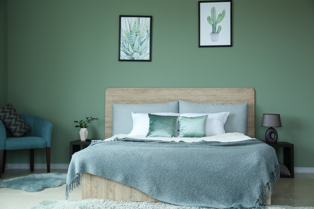 Dormitor modern in nuante de verde