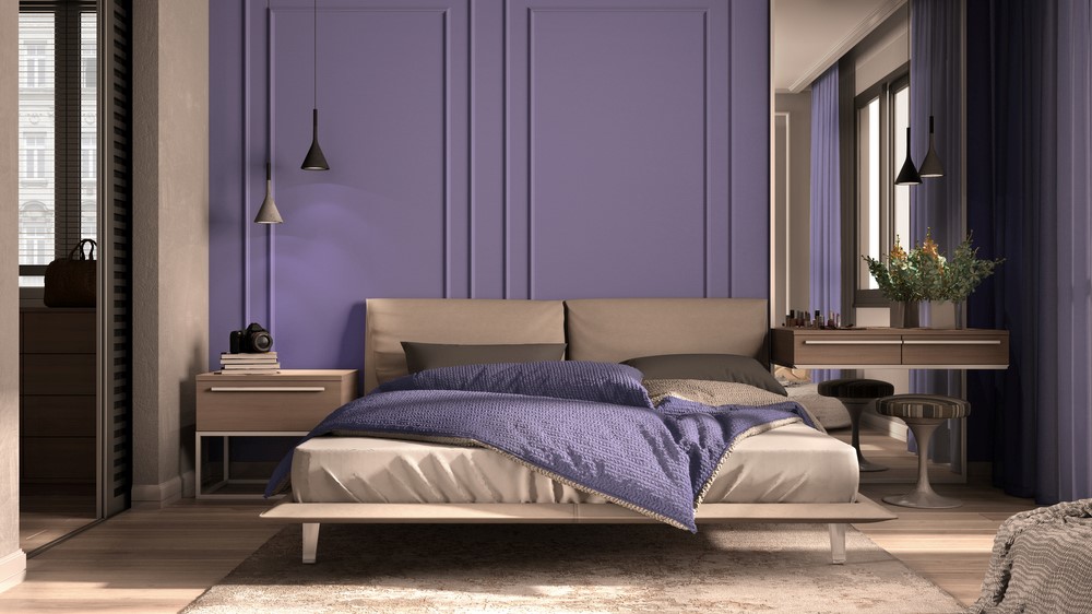 Dormitor modern in nuante violet