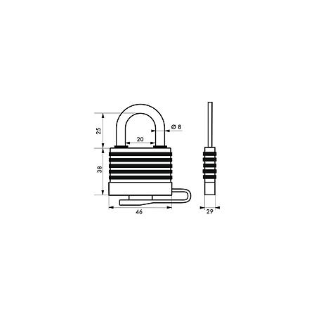 Lacat din otel, Thirard Slice, l 40mm, invelis protector, 2 chei